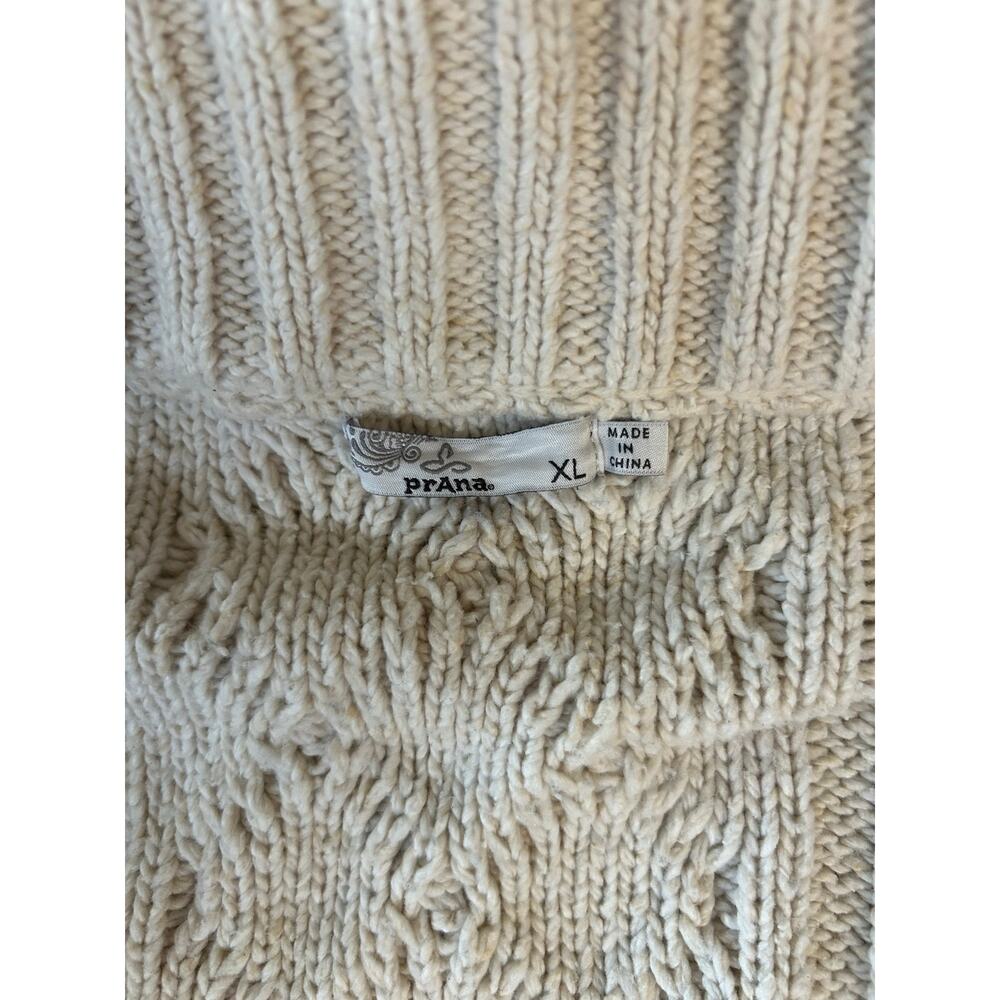 Prana Cream Chunk Knit Snap Collar Cardigan Womens Size XL - Picture 6 of 9